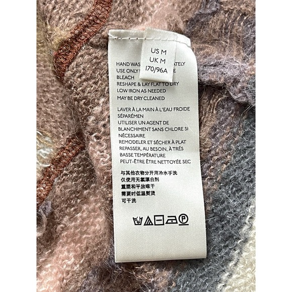 Free People December Skies Alpaca Wool Poncho Sweater Patchwork Boho Sz M Aztec - Picture 11 of 16